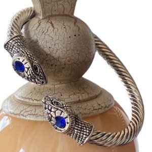 STERLING SILVER SNAKE HEAD BANGLE UNISEX BRACELET